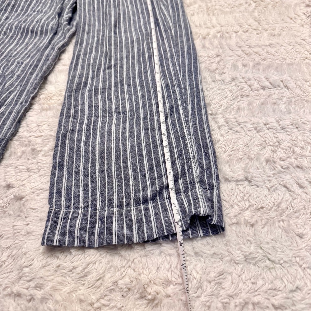 Briggs Linen Wide Leg Pants Blue White Striped Size Large Lightweight Flowy - Picture 3 of 6